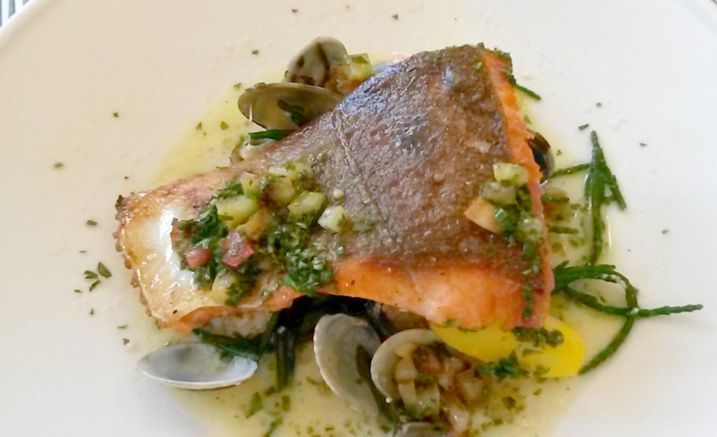 Fish dish with seafood at Tregarthen's Hotel Isles of Scilly - my review of Tregarthen's hotel with kids