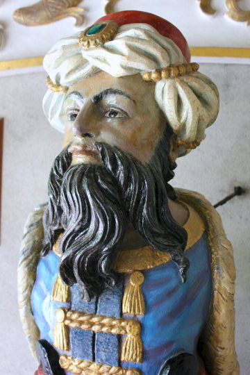 One of the ship figureheads in the Abbey Gardens at Tresco, one of three islands we visited on our Isles of Scilly boat trips with Calypso boat tours