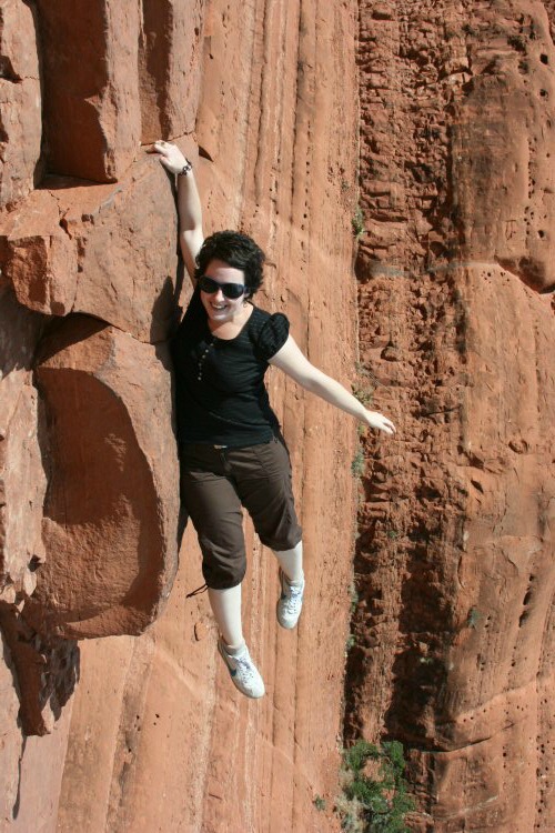 Photo looking as if I'm hanging from the red rocks in Sedona, Arizona