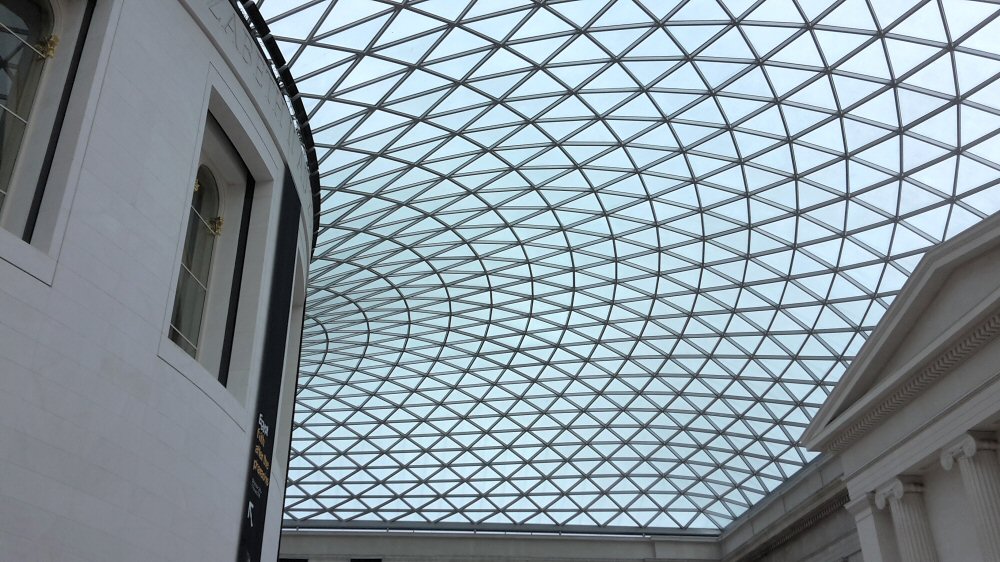 10 tips for visiting the British Museum with kids - shot of the Great Court's famous ceiling
