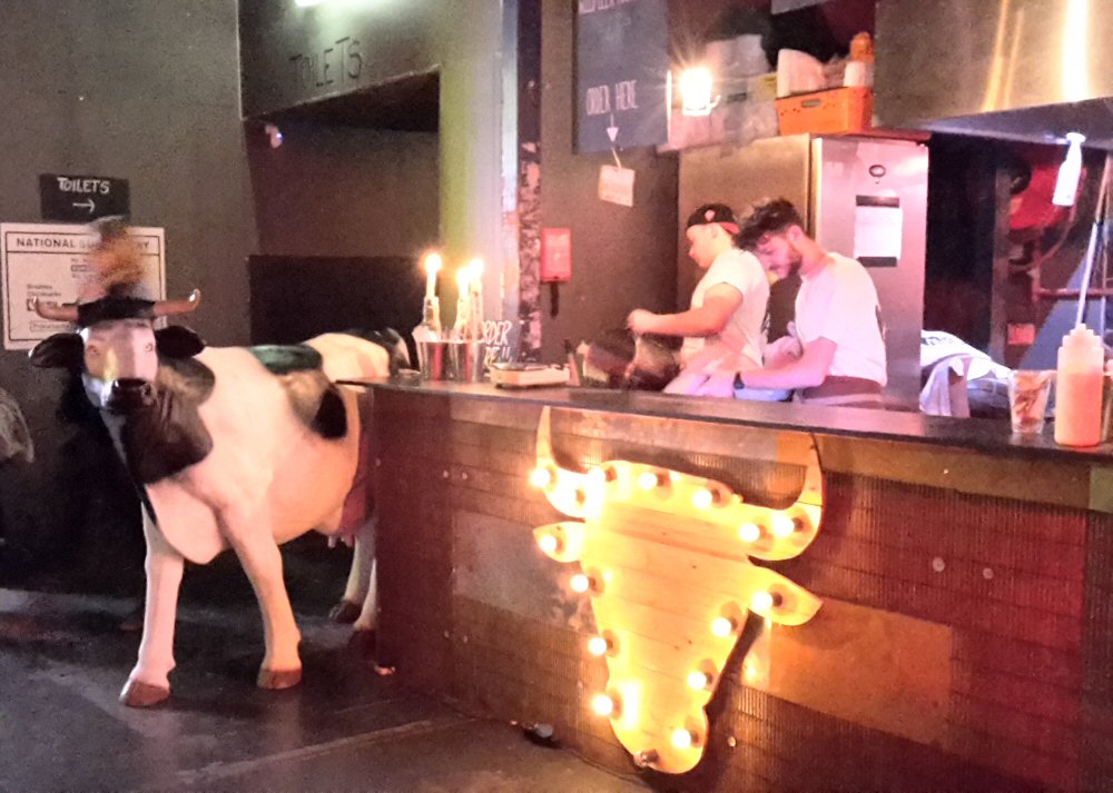 Cow by the bar at Meat Hook at Hawker House in London