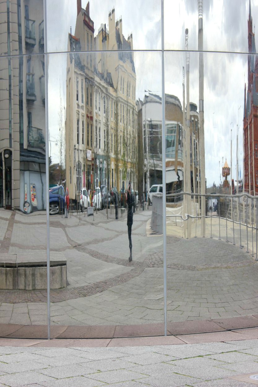 Reflection in the buildings on Mermaid Quay in Cardiff