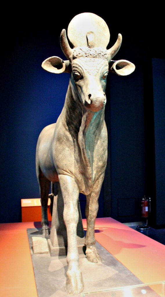 Statue of an Apis bull at the Sunken Cities exhibition at the British Museum in London