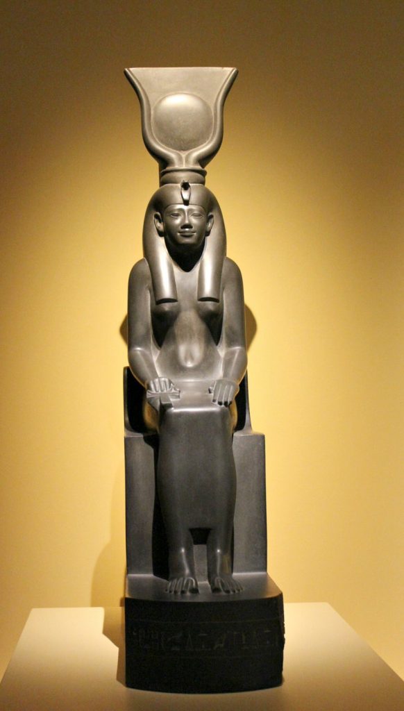 Statue of Isis at the Sunken Cities exhibition at the British Museum in London