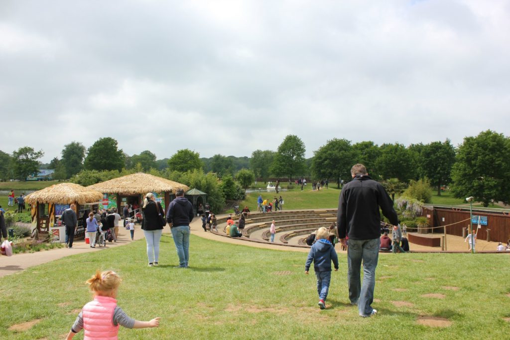 People walking through the Woburn Safari Park foot safari