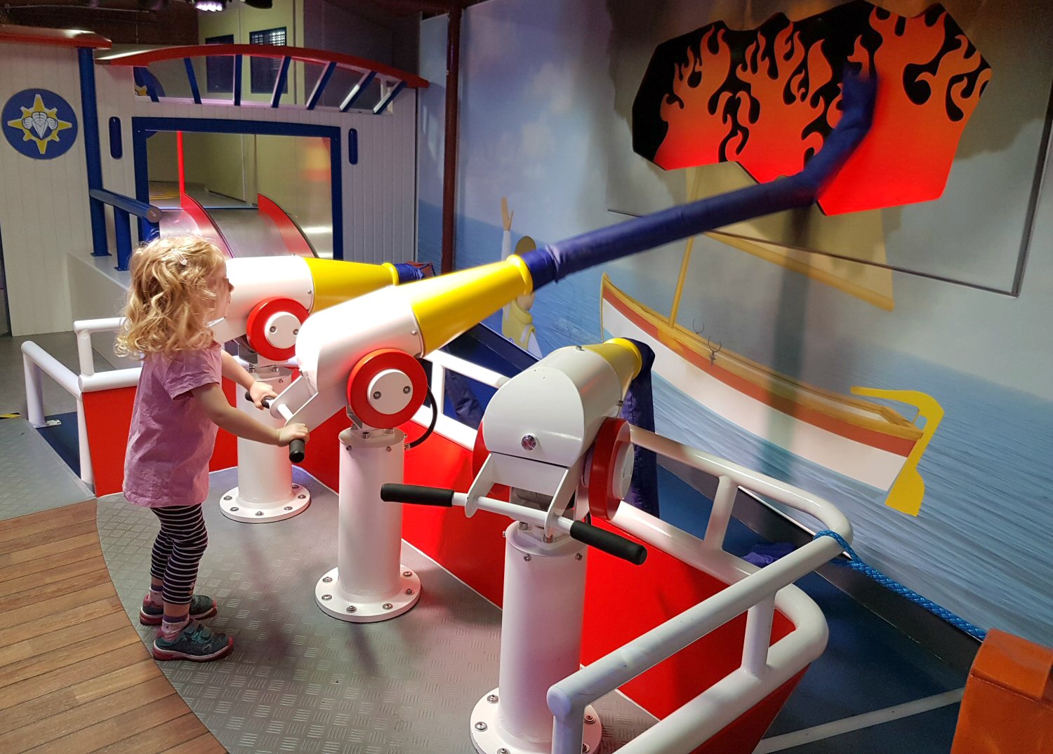 My daughter in the fireman Sam section of Mattel Play, one of the main Albert Dock kids attractions