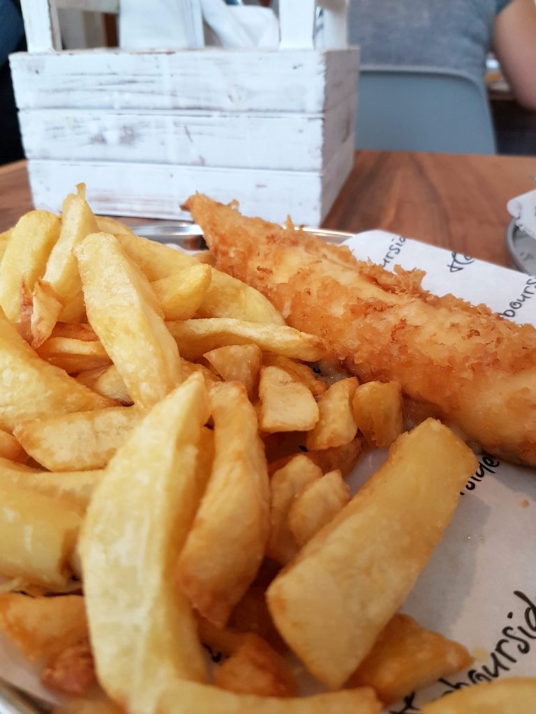 Fish and chips at Harbourside fish and chips in Plymouth - my 13 reasons to visit the National Marine Aquarium, Plymouth