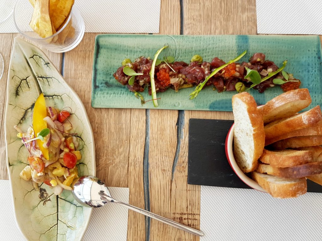 View of the food at one of the beach bars on the Costa Barcelona - one of 13 reasons to visit Costa Barcelona with kids