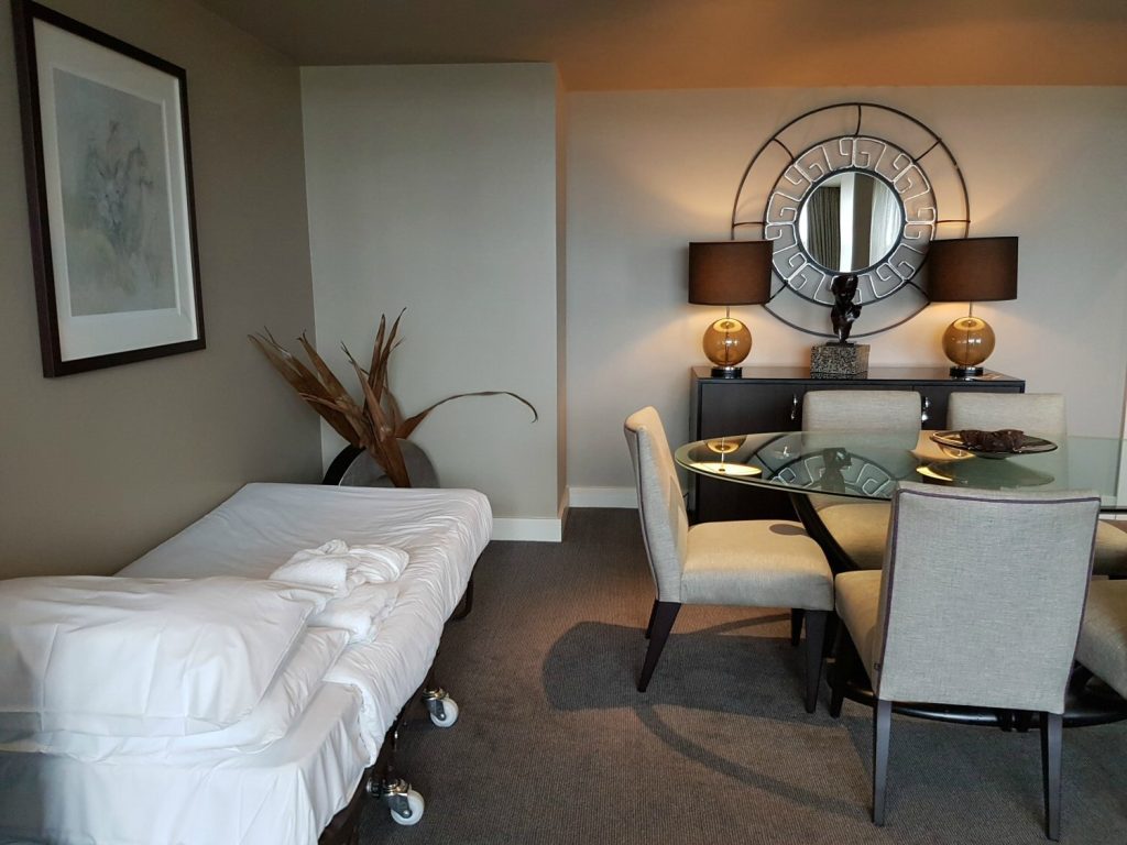 View of the extra child bed in our suite at Brooklands Hotel, Surrey - my review of our stay at Brooklands Hotel with kids