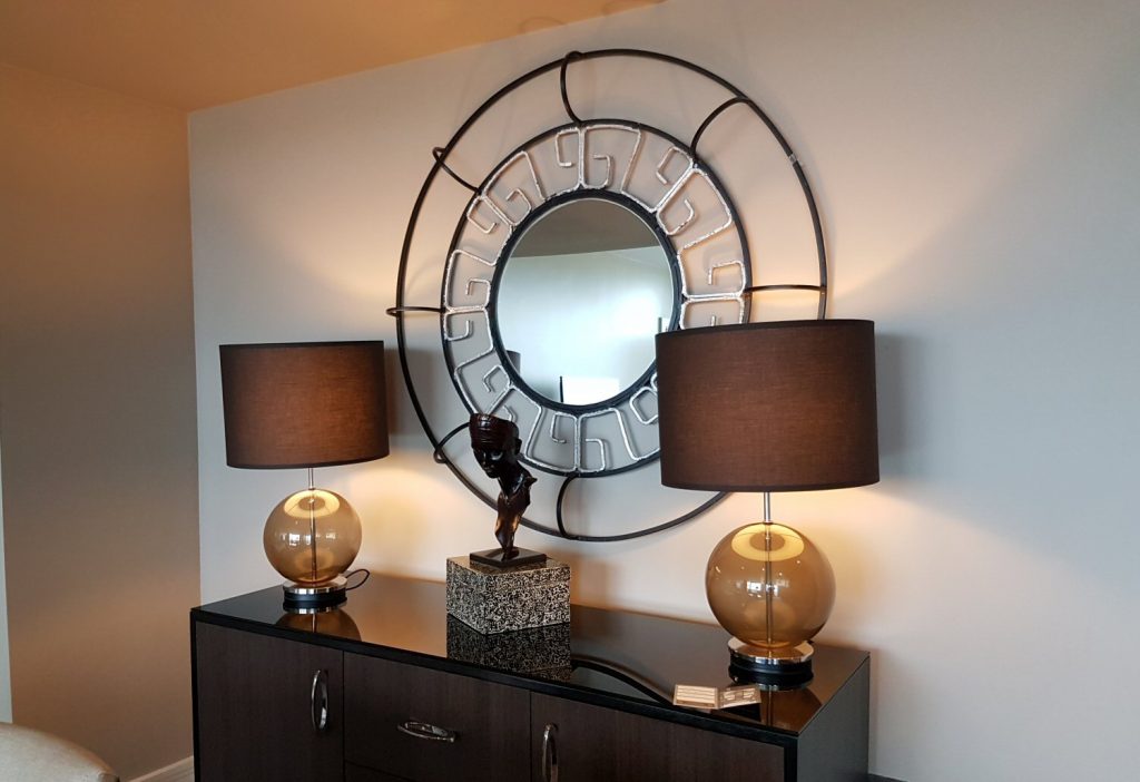 Mirror and lamps in our suite at Brooklands Hotel, Surrey - my review of our stay at Brooklands Hotel with kids