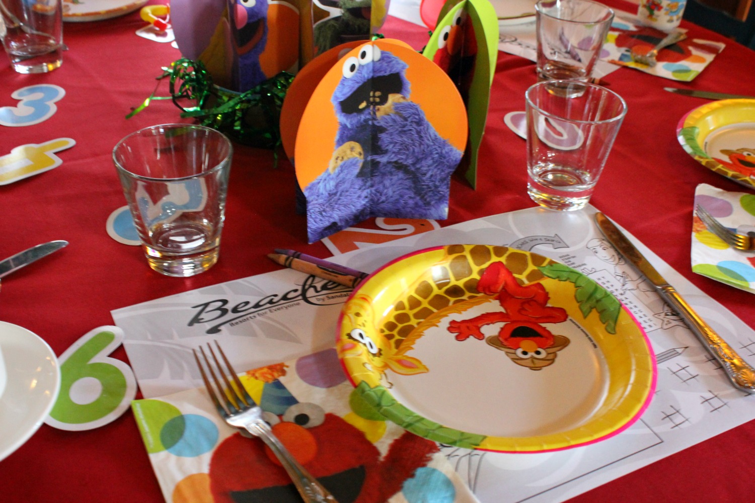Themed plates at the character breakfast from Sesame Street at Beaches Turks and Caicos