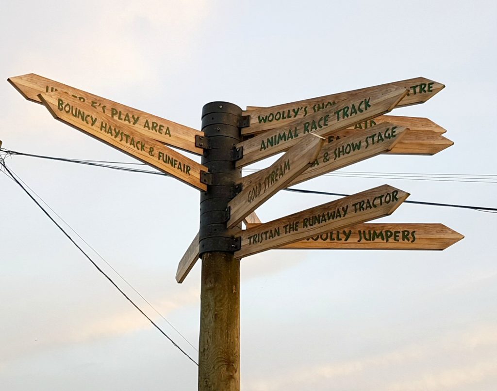 Signpost at Willows Activity Farm Santa Spectacular near St Albans in Hertfordshire - my review of our family day out