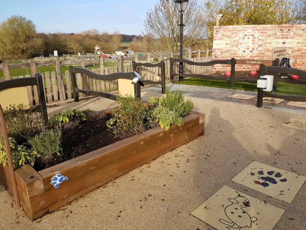 Mr McGregor's garden in the Peter Rabbit adventure playground at Willows Activity Farm Santa Spectacular near St Albans in Hertfordshire - my review of our family day out