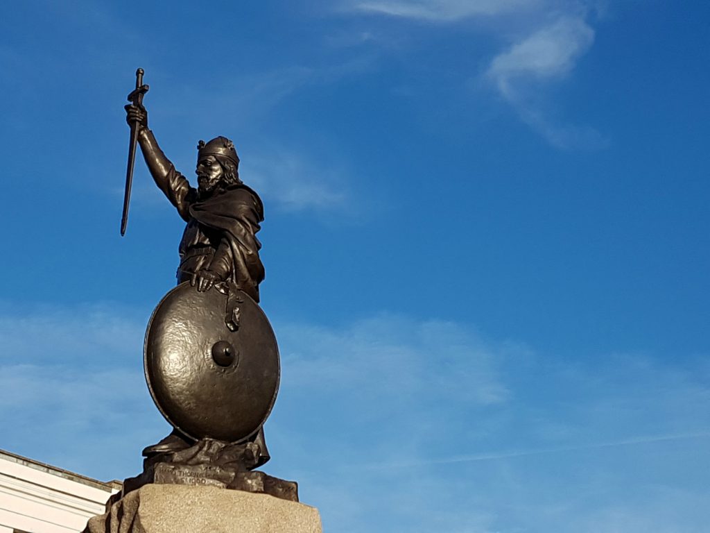 The statue of King Alfred in Winchester - our visit to Winchester Christmas market with kids