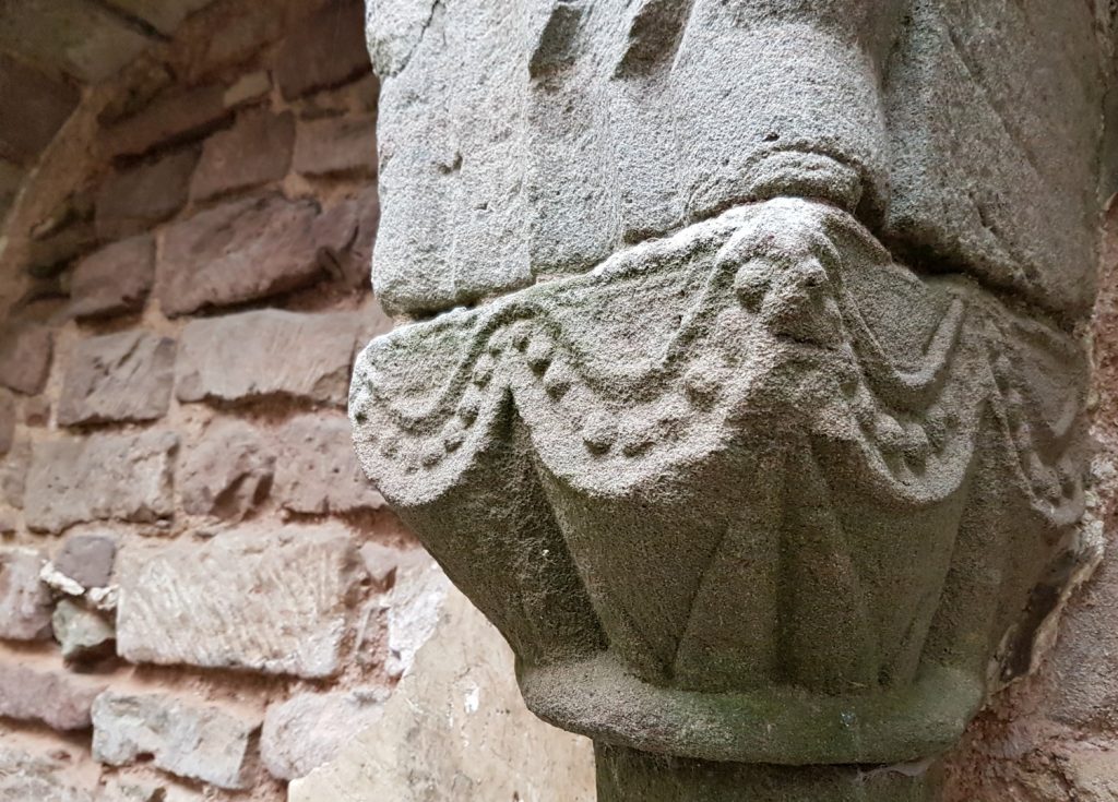 A detail on the stonework in the chapel of the castle at Ludlow - my visit to Ludlow Castle with kids