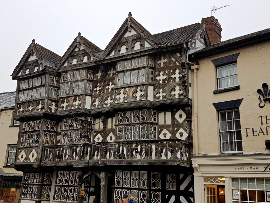 Some of the old black and white medieval buildings in Ludlow - my visit to Ludlow Castle with kids
