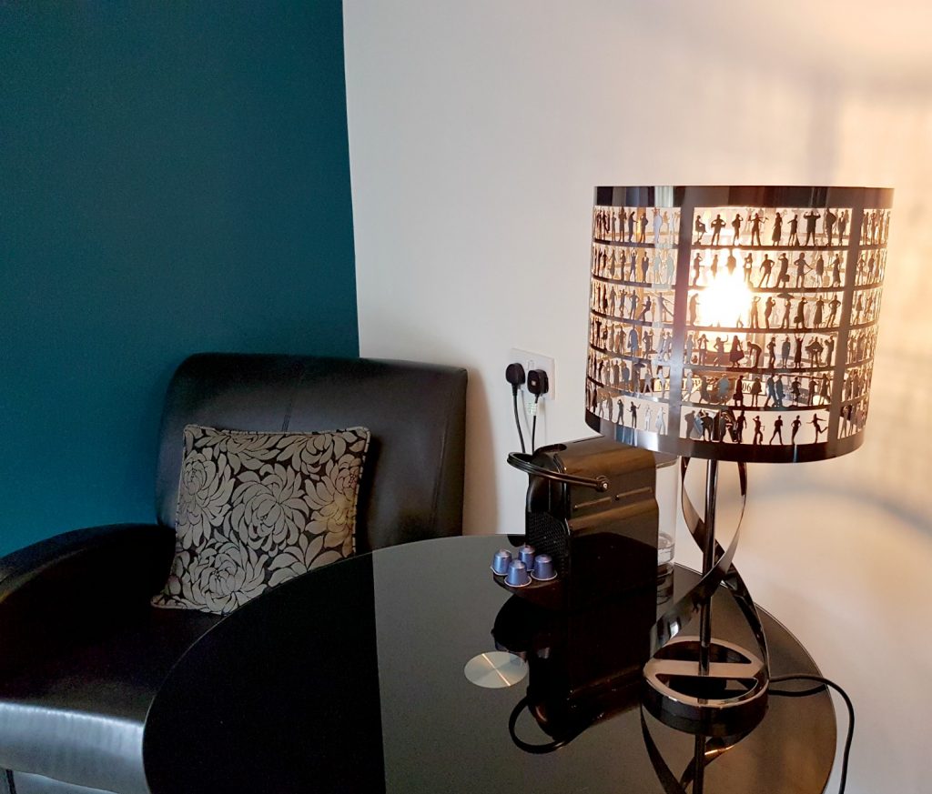 Nespresso machine in our bedroom at Fishmore Hall in Shropshire, UK - a boutique hotel with kids