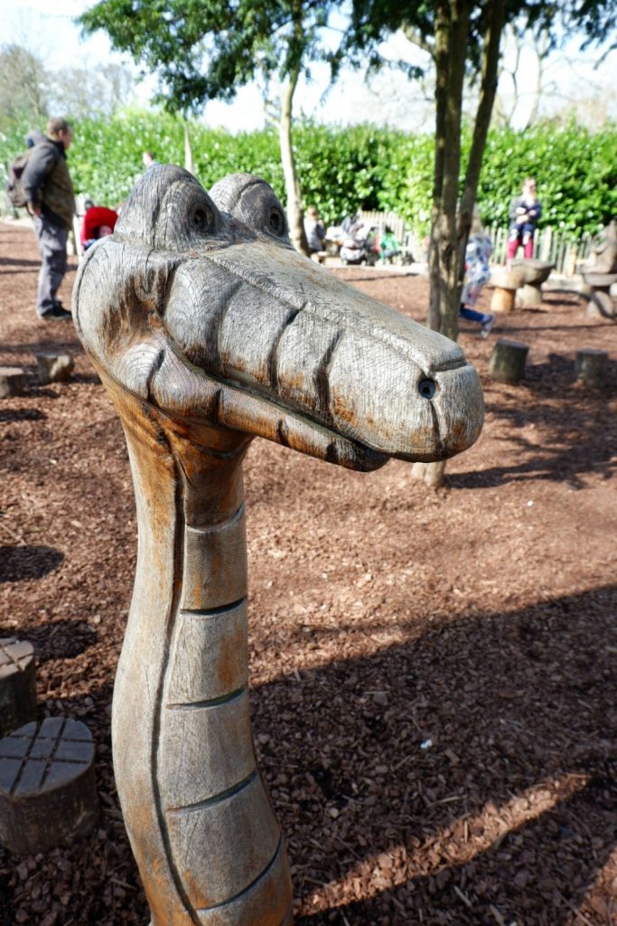 The carved wooden snake in the playground at Cliveden - a day out in photos testing my Fujifilm X-A3 mirrorless camera