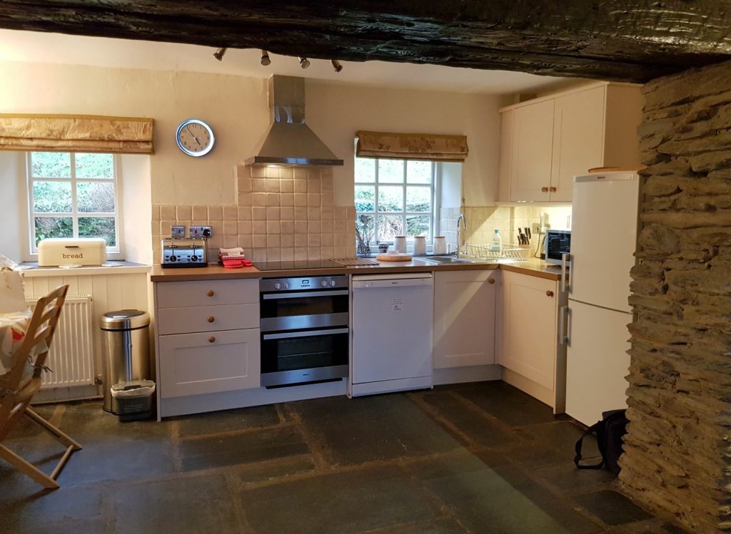 The well-equipped kitchen at Clydey Cottages Pembrokeshire in Wales - my review of our stay at this family-friendly holiday cottage