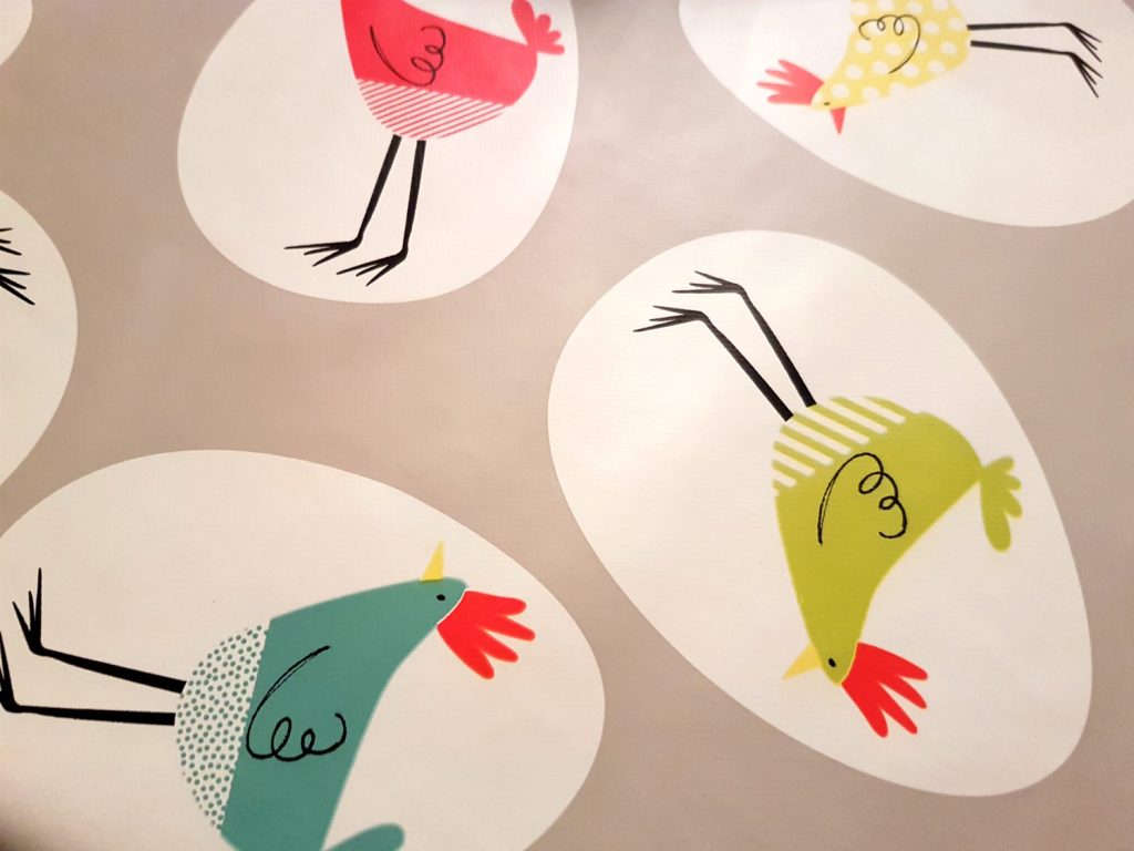Fun quirky chicken prints in the kitchen at Clydey Cottages Pembrokeshire in Wales - my review of our stay at this family-friendly holiday cottage