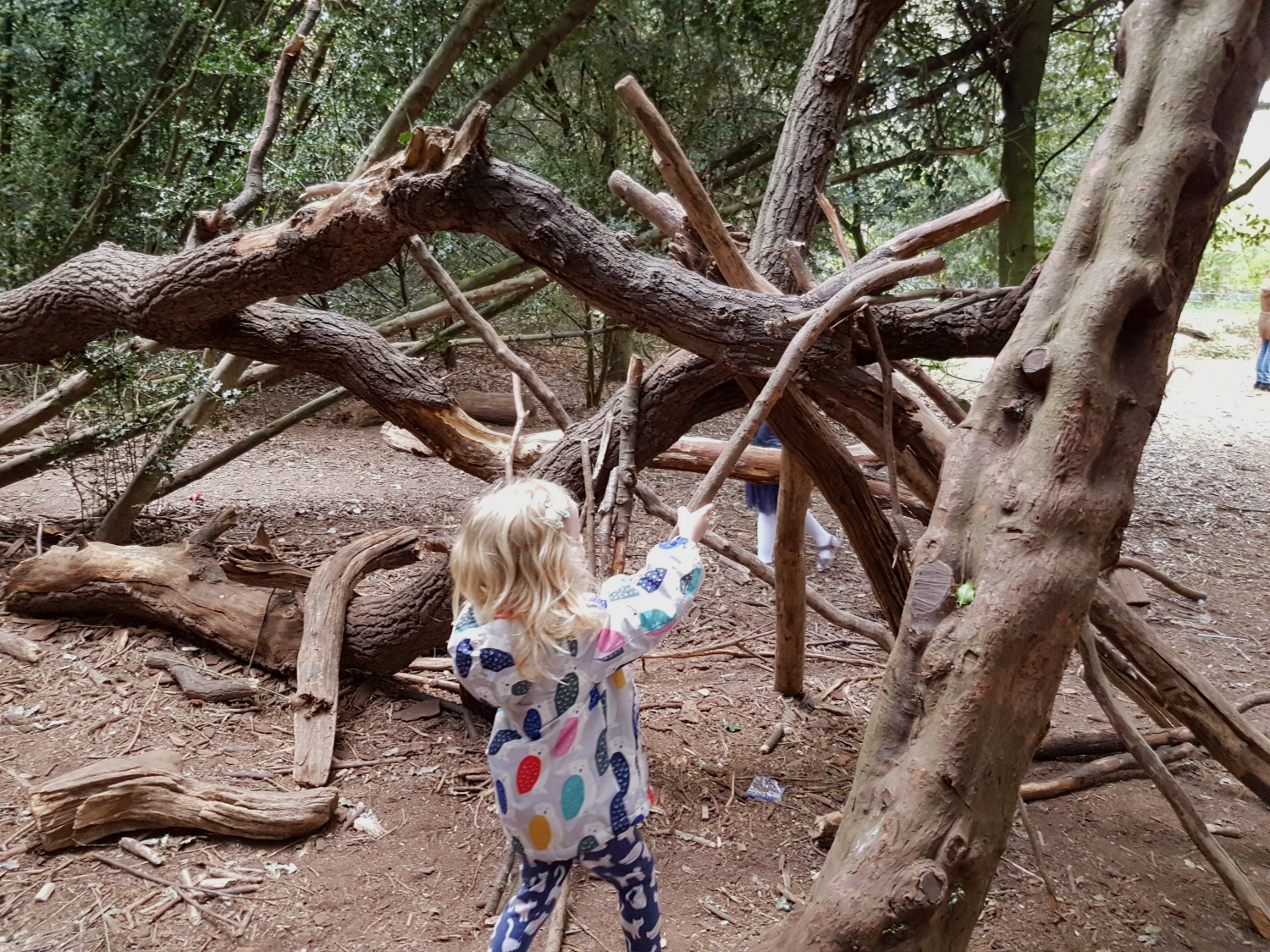 Taking a break from dinosaurs my daughter builds a den - discovering the Jurassic Kingdom dinosaurs in Osterley Park, London before their UK tour