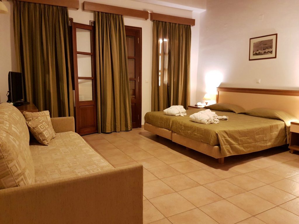The main bedroom at Iapetos Village on Symi in Greece - my Iapetos Village Symi review