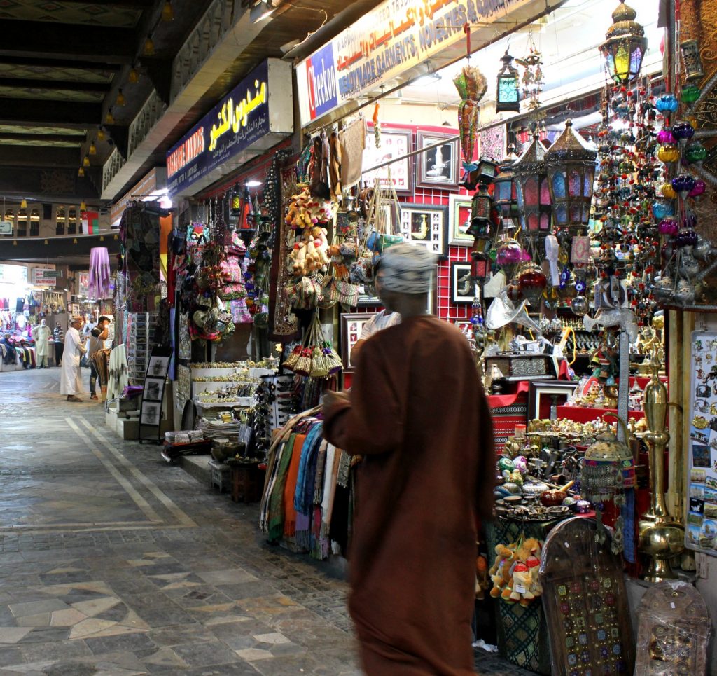 A man walked through Mutrah souk, the oldest in Muscat - my tips for spending 24 hours in Muscat, Oman with kids
