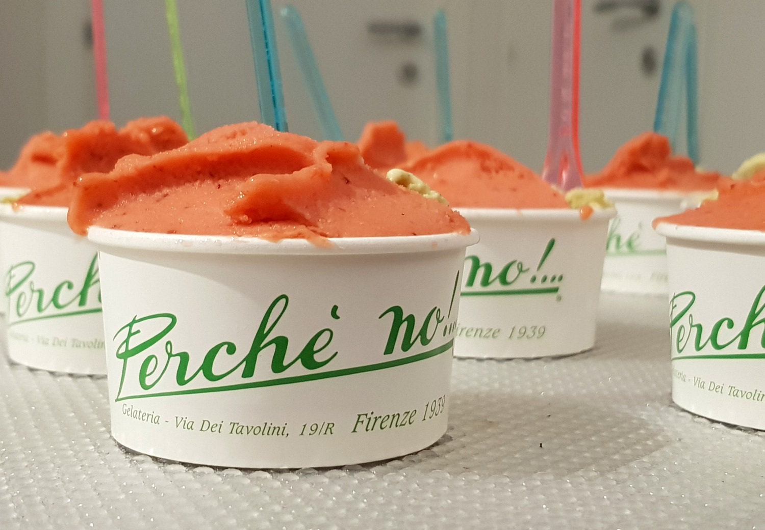Pistachio and strawberry semifreddo at Perche No Gelato Academy in Florence, italy - my Uffizi tour with kids and gelato making day in Florence