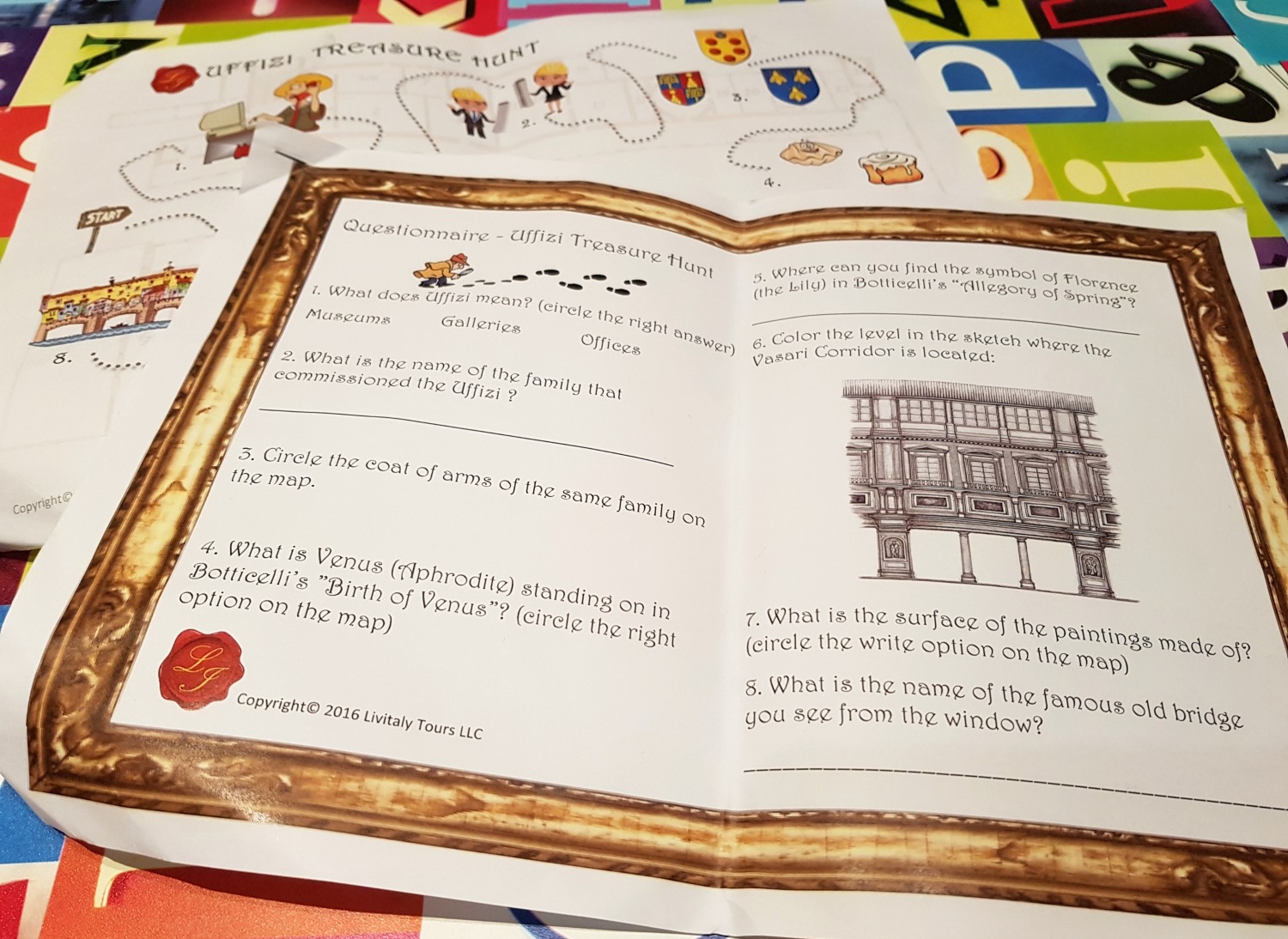 Treasure hunt from LivItaly Tours for the Uffizi gallery in Florence, Italy - my Uffizi tour with kids and gelato making day in Florence