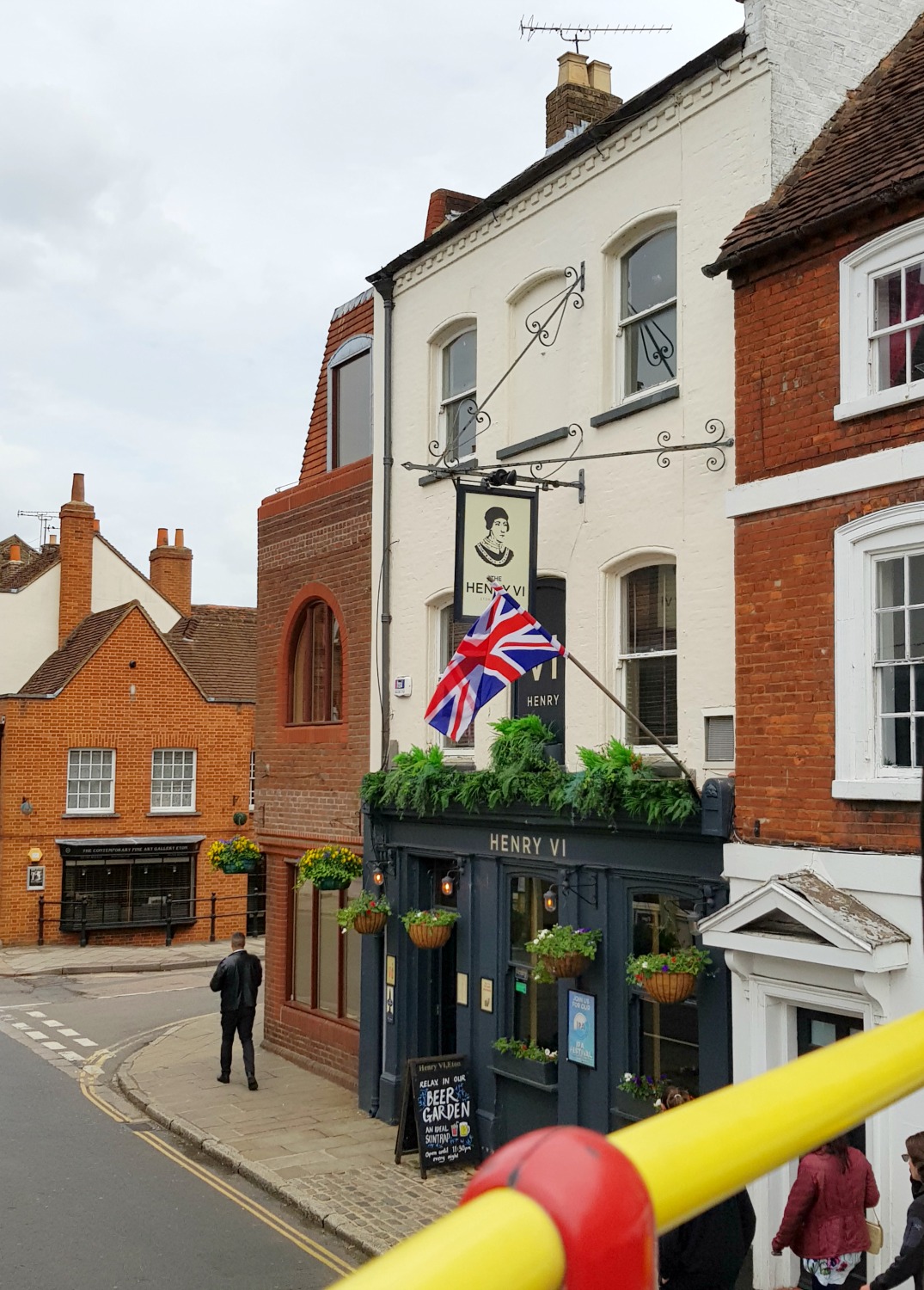 Henry VI pub in Eton - hopping on to the Windsor original tour, a Windsor bus tour with kids