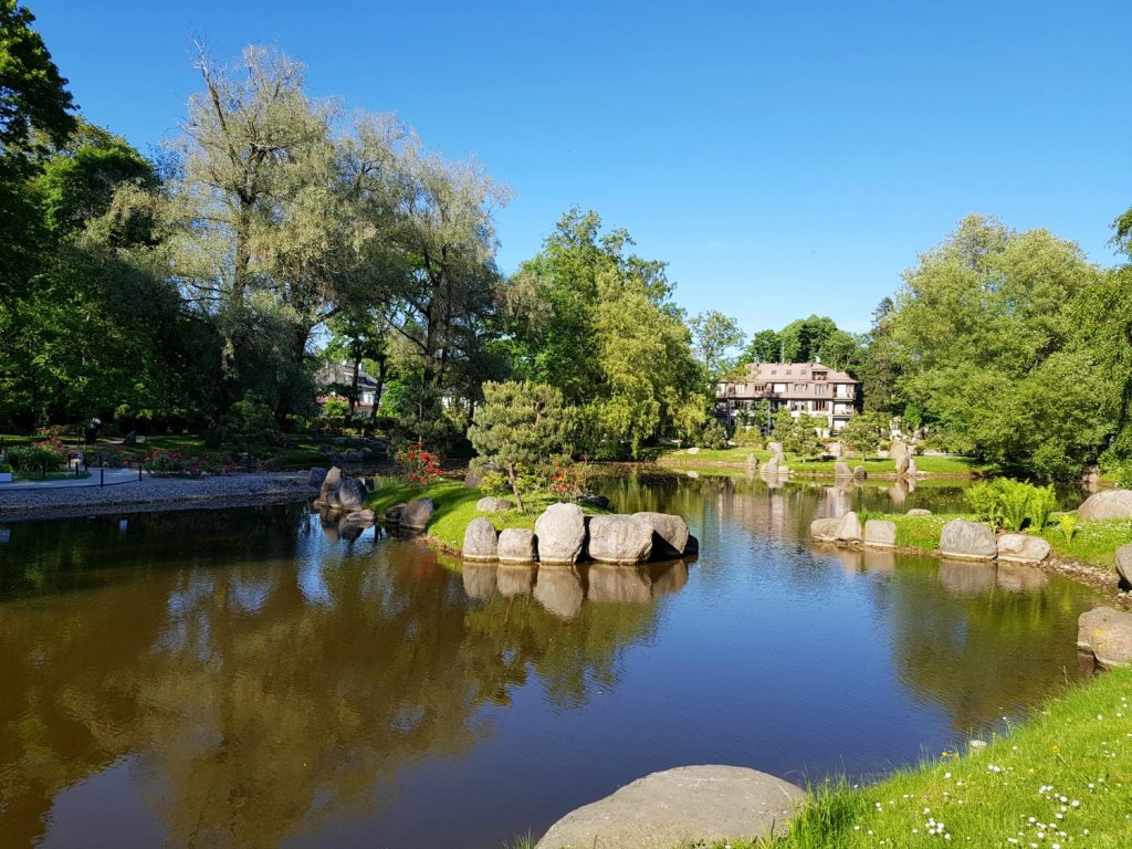 Lake and gardens at Kadriorg Park - the open green space is one of the many reasons to visit Tallinn, Estonia