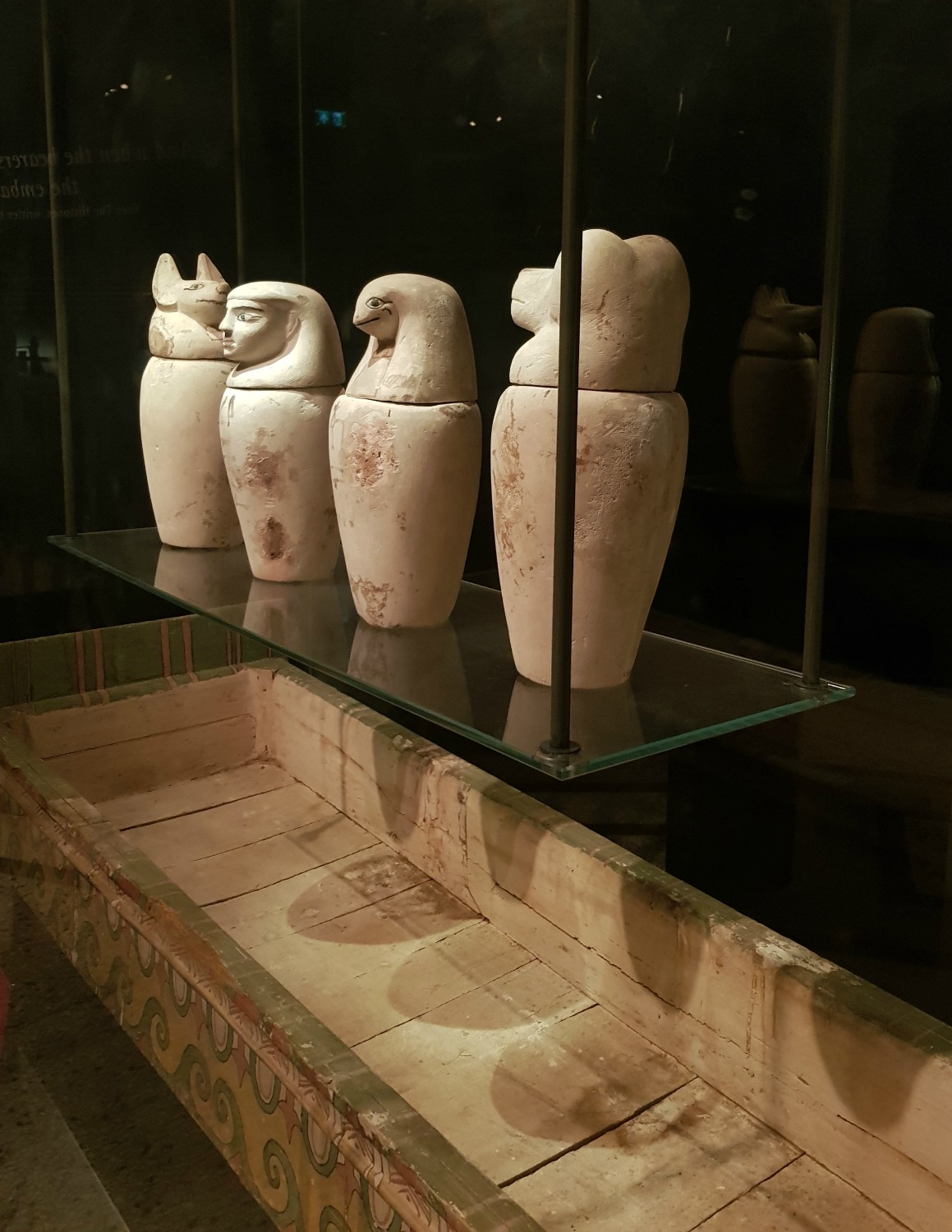 Canopic jars in the Ancient Egyptian gallery at the Bristol Museum and Art Gallery - following the Gromit Unleashed 2 trail in Bristol, our review