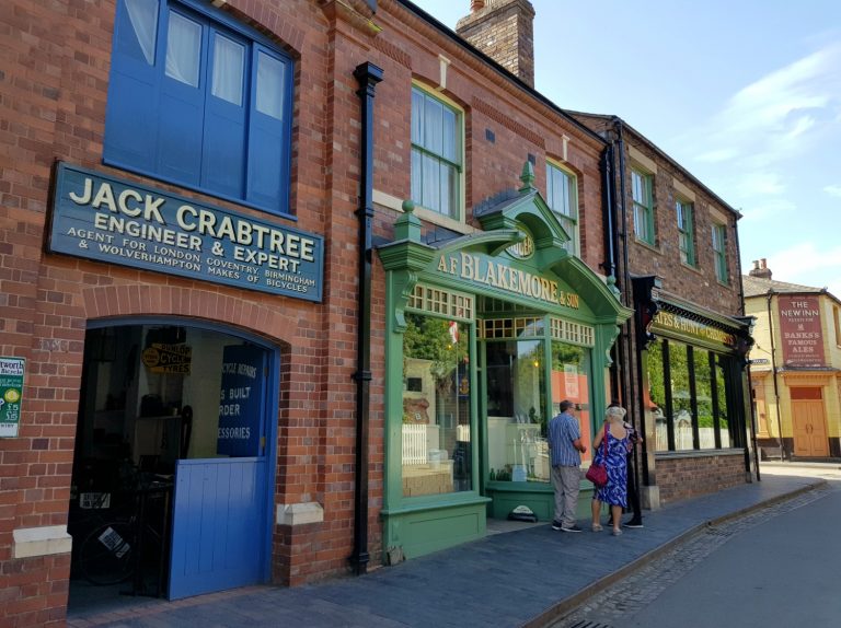 A view of the street near the entrance at the Victorian Town open air museum - my Blists Hill review for the family-friendly attraction in Ironbridge Gorge, Shropshire