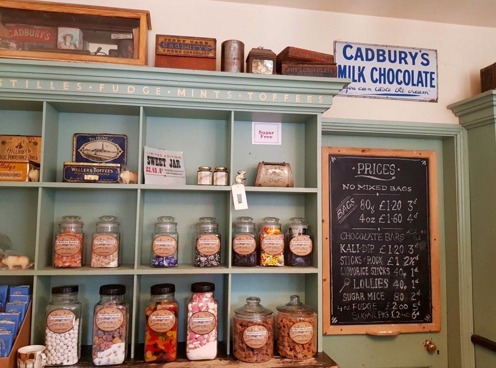 Jars of sweets at the confectioner's at the Victorian Town open air museum - my Blists Hill review for the family-friendly attraction in Ironbridge Gorge, Shropshire