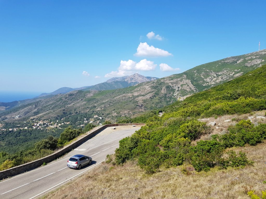 Lookin down from a mountain viewpoint to the twisty roads not far from Bastia in Corsica - looking back over my last month of travel