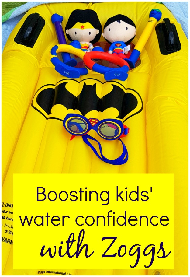 Helping to boost kids' water confidence with Zoggs - tips for finding the fun in swimming lessons, with swimming aids including Zoggs diving sticks and the Zoggs DC Superheroes collection.