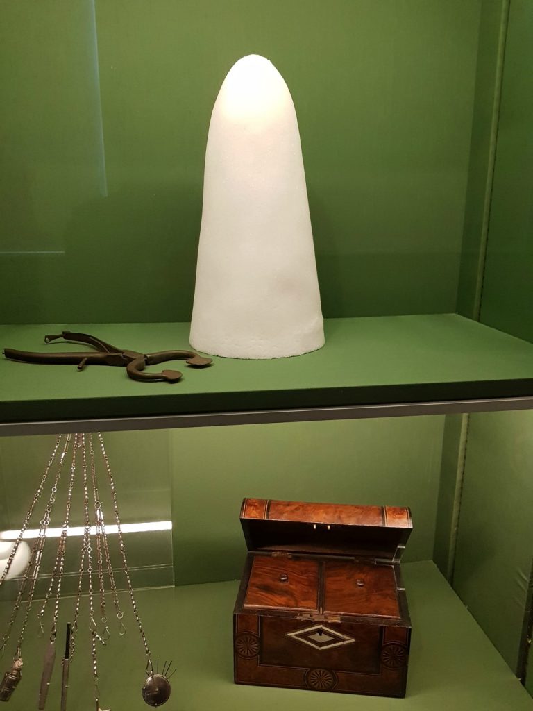Victorian sugar cone and other exhibits which would have belonged to the butler - my review of a free day out in London, visiting Gunnersbury Park Museum with kids