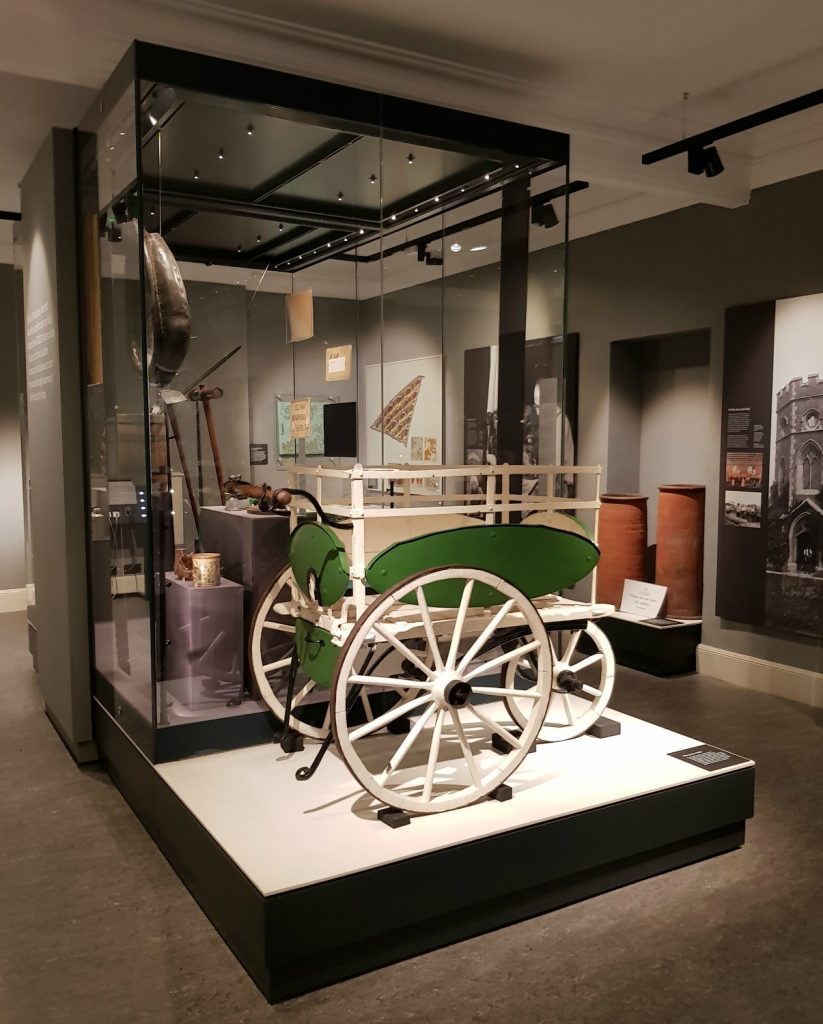 The milk pram in the local industry gallery - my review of a free day out in London, visiting Gunnersbury Park Museum with kids