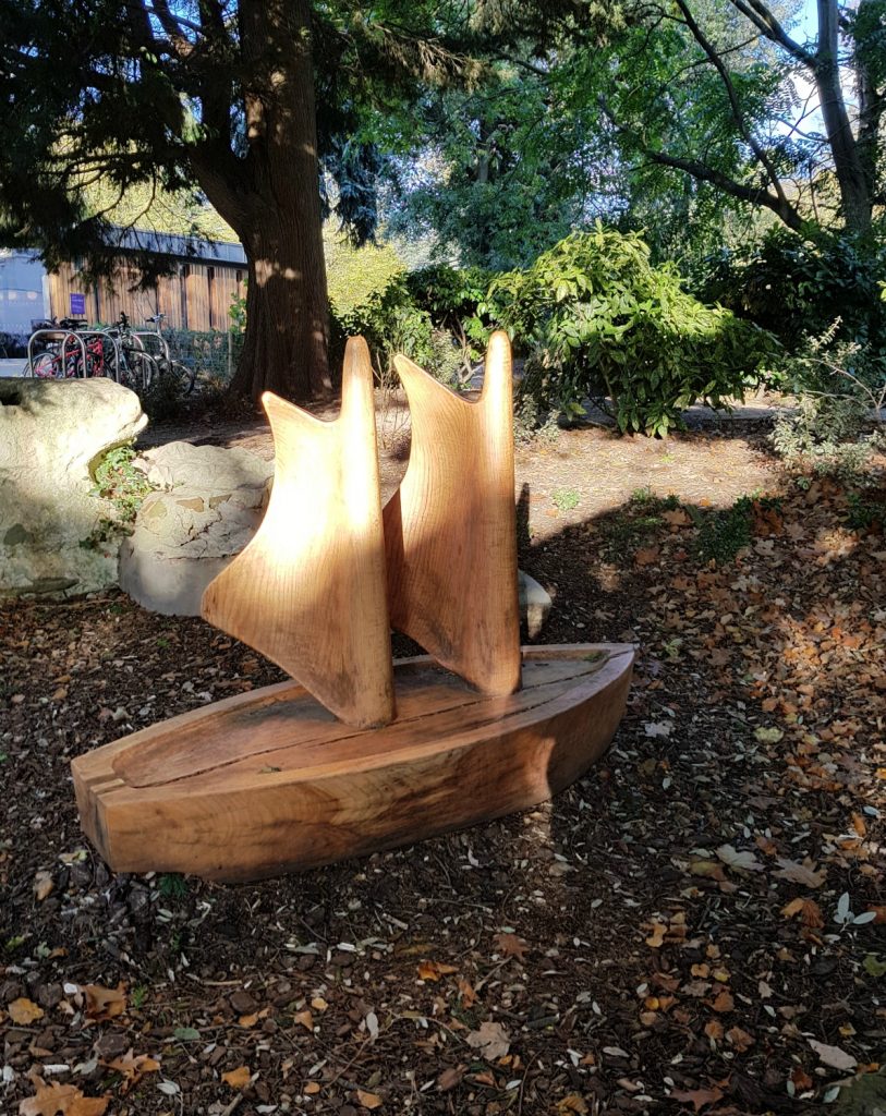 Carved wooden boat sculpture - my review of a free day out in London, visiting Gunnersbury Park Museum with kids