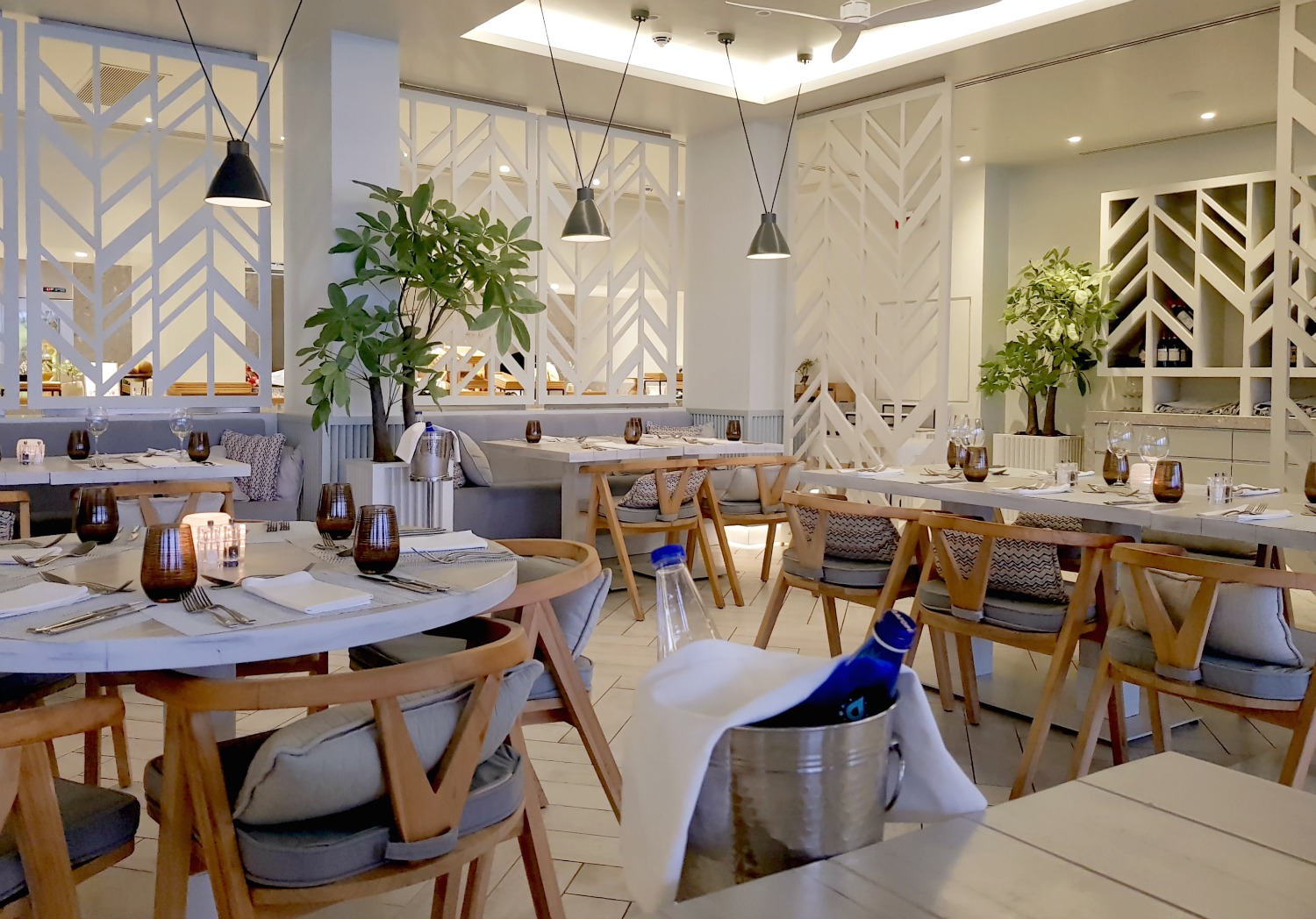 View across the tables in Fresco restaurant - my review of Ikos Dassia with kids, a family holiday in Corfu