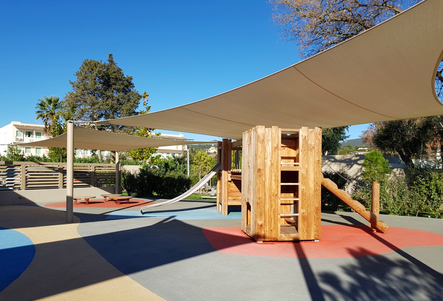 The shaded playground at Ikos Dassia - my review of Ikos Dassia with kids, a family holiday in Corfu