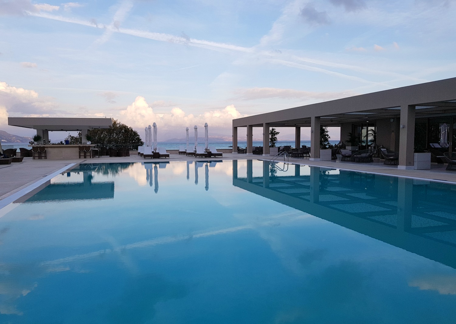 The adults only pool at Sea at Ikos Dassia - my review of Ikos Dassia with kids, a family holiday in Corfu