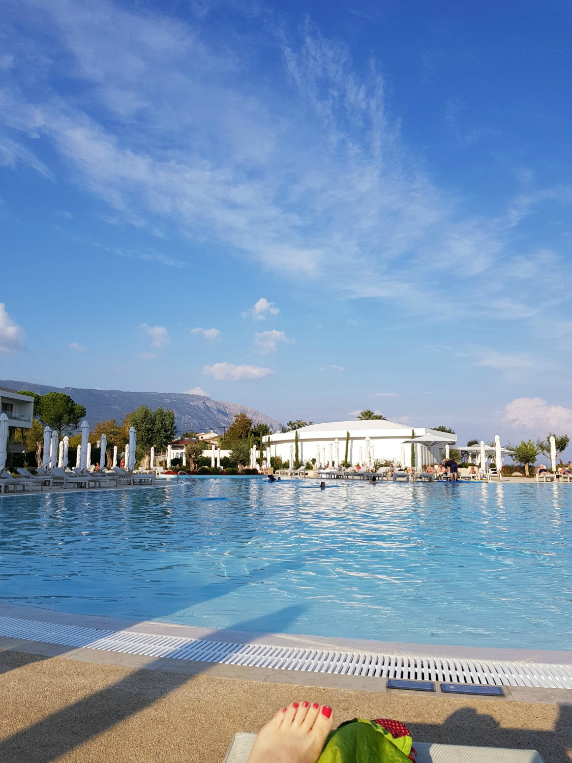Looking across the main pool at Sky in Ikos Dassia - my review of Ikos Dassia with kids, a family holiday in Corfu