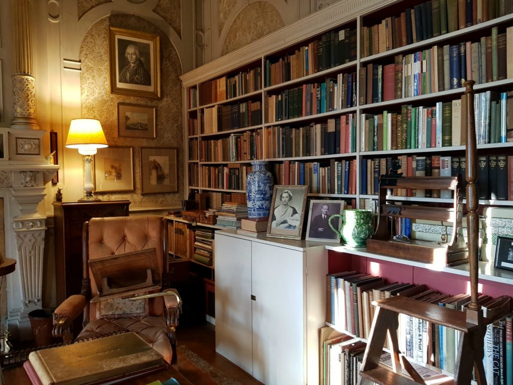 The library in the 19th century house at Scotney Castle in Kent - our winter day out at Scotney Castle with kids