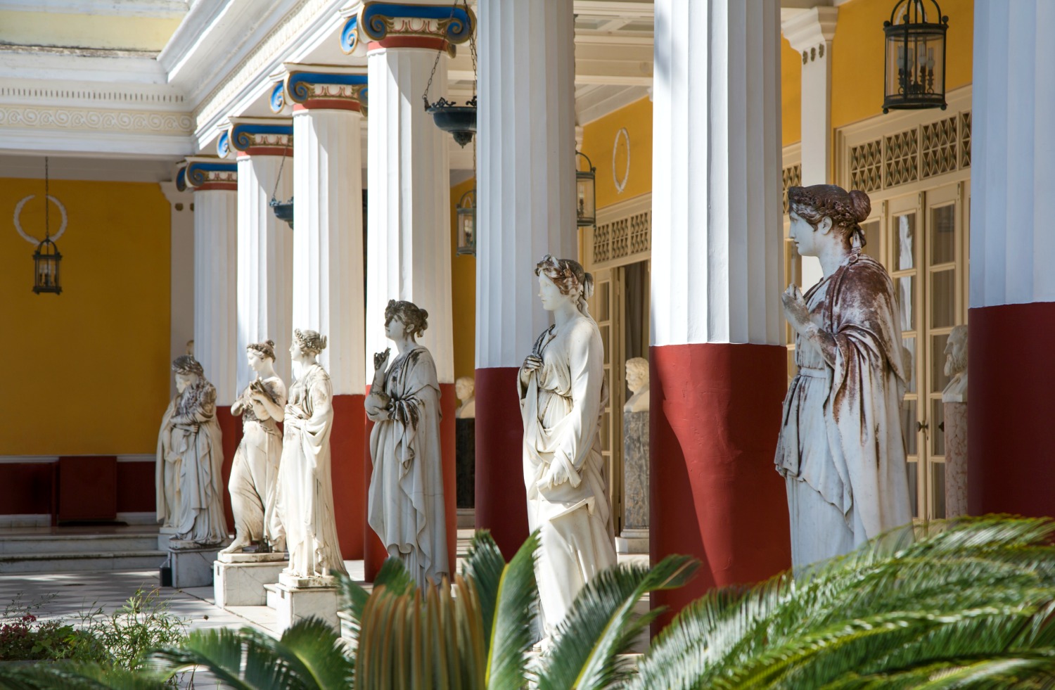 Statues at the Achilleion - one day in Corfu exploring some of the island in an Ikos Dassia mini