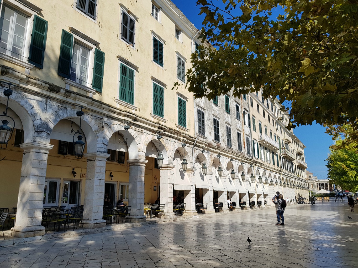 The elegant Liston, with its Parisian-style colonnades - three things to do in Corfu Town with kids