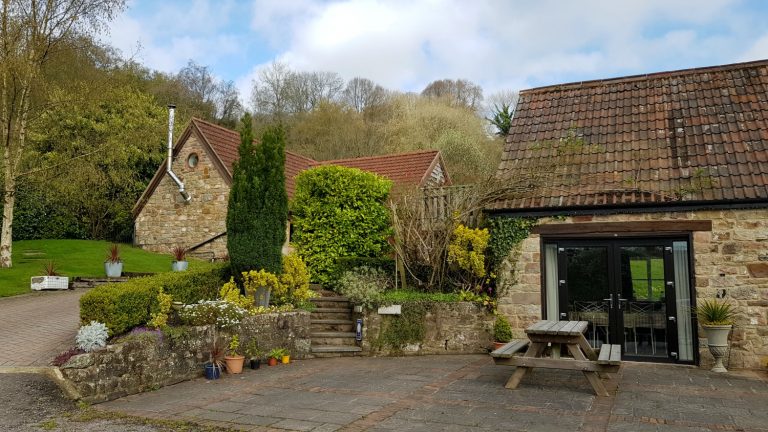 View up to Brambles cottage and some of the other Forest of Dean cottages from Forest Barn Holidays in Gloucestershire