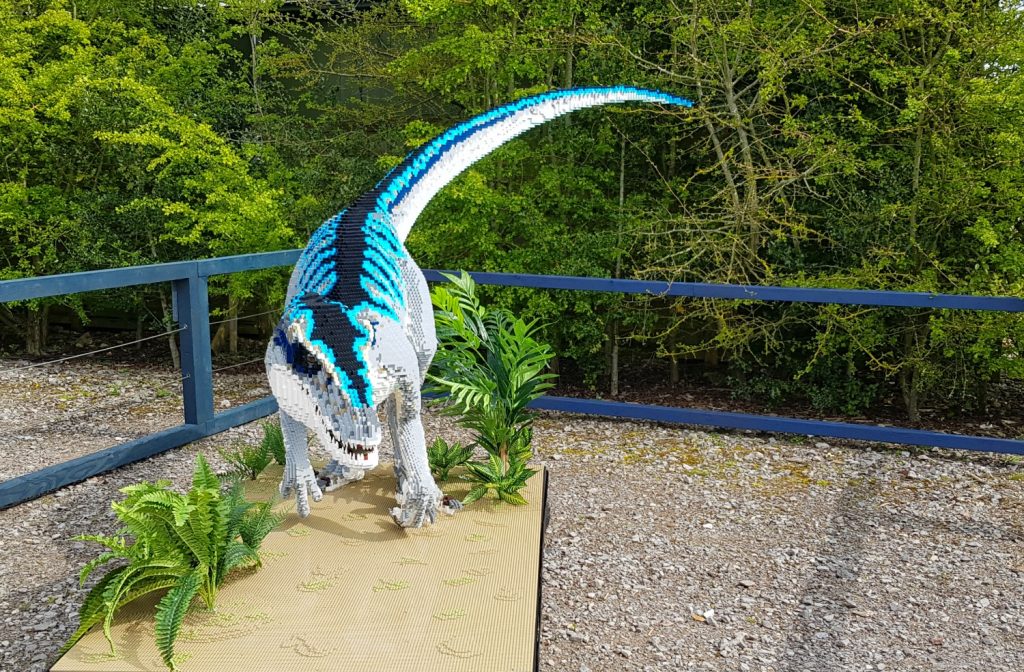 One of a pair of velociraptors among the Marwell Zoo Brickosaurs
