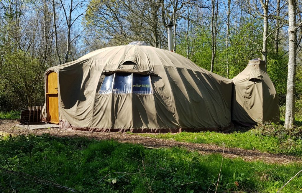 Exterior of one of the Persian alachigh tents on the Welsh glampsite - my Penhein glamping review