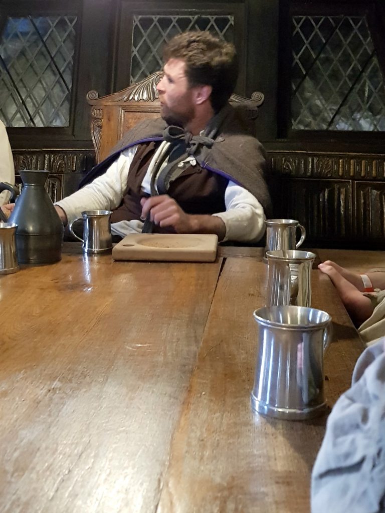 The master chatting to the 'officers' of the Golden Hinde, during our sleepover experience